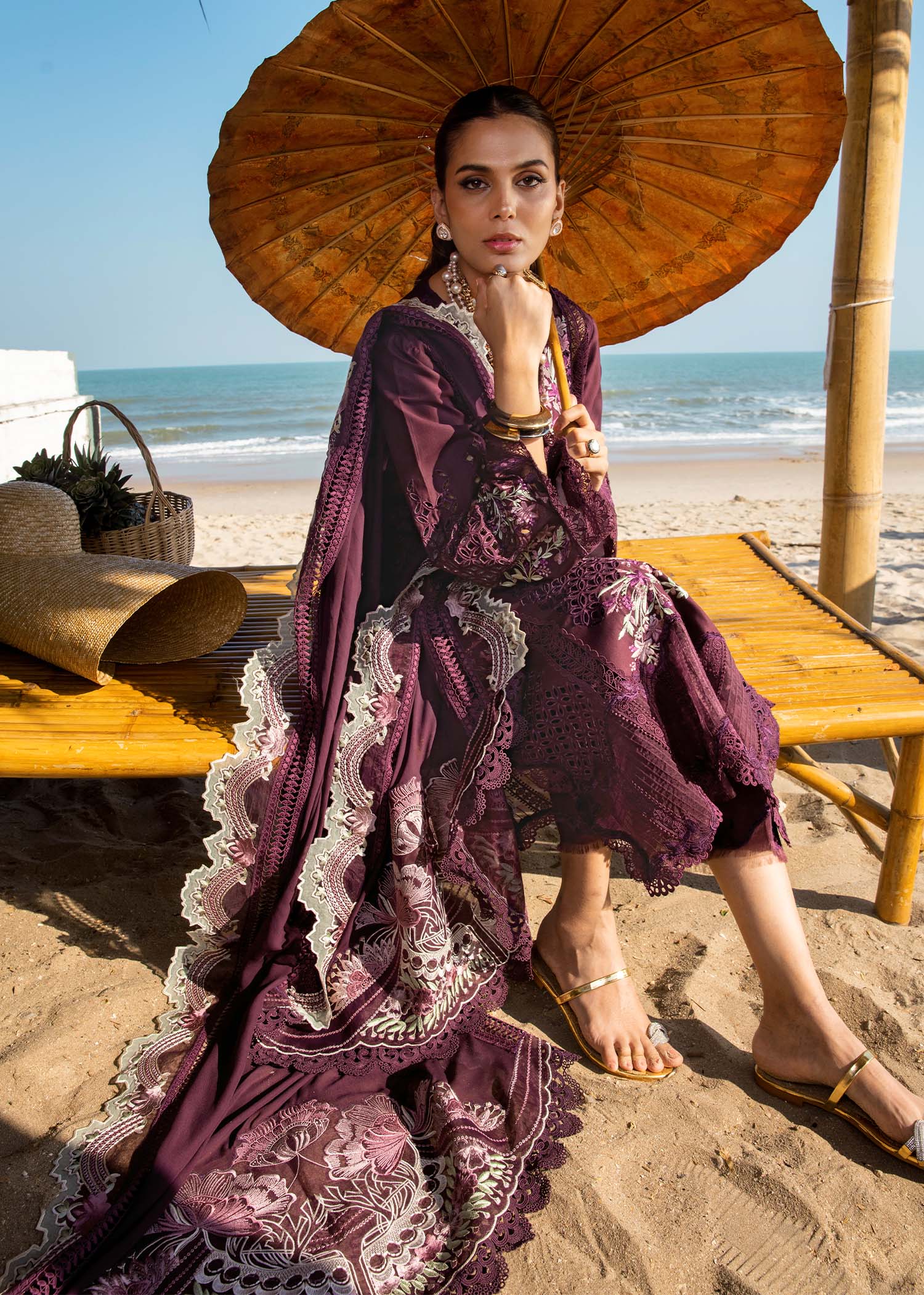 Saira Shakira Embroidered Luxury Lawn Unstitched 3Pc Suit DAHLIA-B Ayla's Atelier